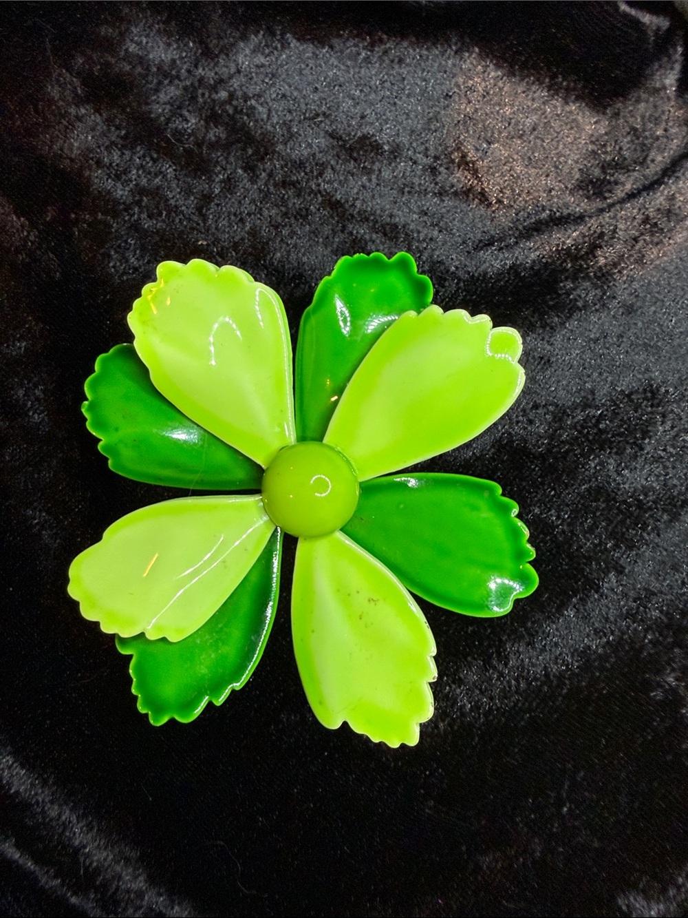 Green Flower Pin Brooch - Two-Tone Lime & Kelly Green